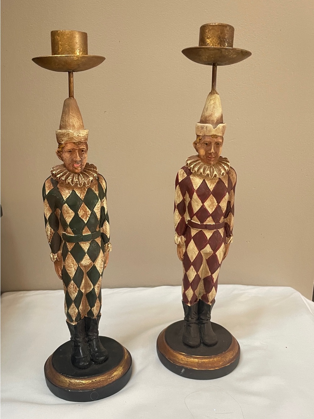 Vintage Jester~Clowns~Candle holder~Pair